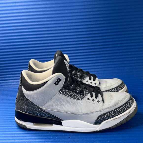 Size 13- Men’s Nike Air Jordan 3 Wolf Grey Retro Black White Sneakers 136064-004 - Picture 1 of 8